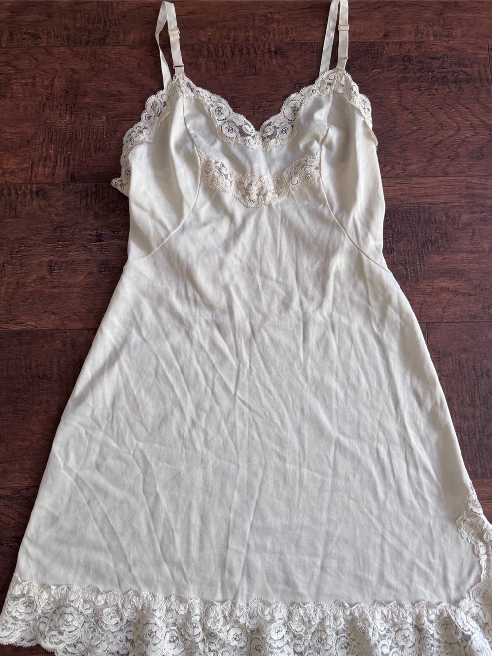 VINTAGE Women’s Lace-Trim Slip Dress - Cream